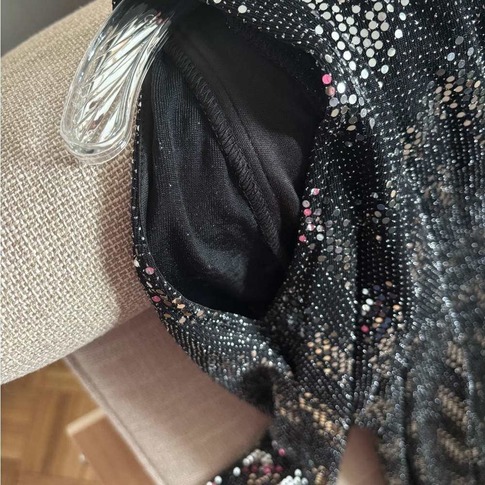 Black Sequin Chevron Midi Dress - Picture 6 of 7